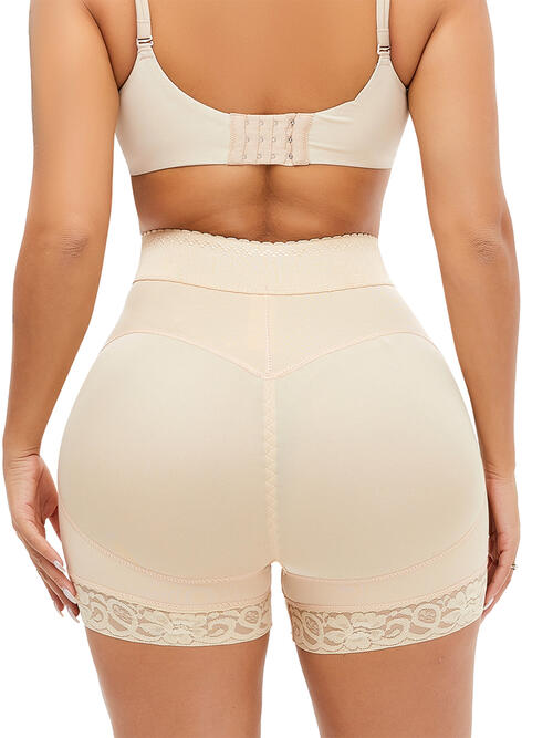 Full Size Lace Detail Hook-and-Eye Shaping Shorts - TRENDMELO