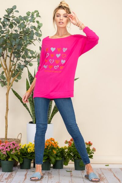 Celeste Full Size Heart Graphic Long Sleeve T-Shirt - TRENDMELO