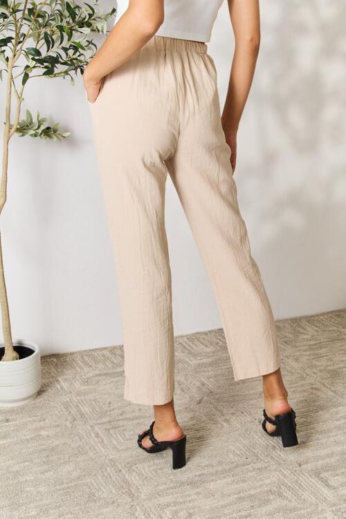 Double Take Pull-On Pants with Pockets - TRENDMELO