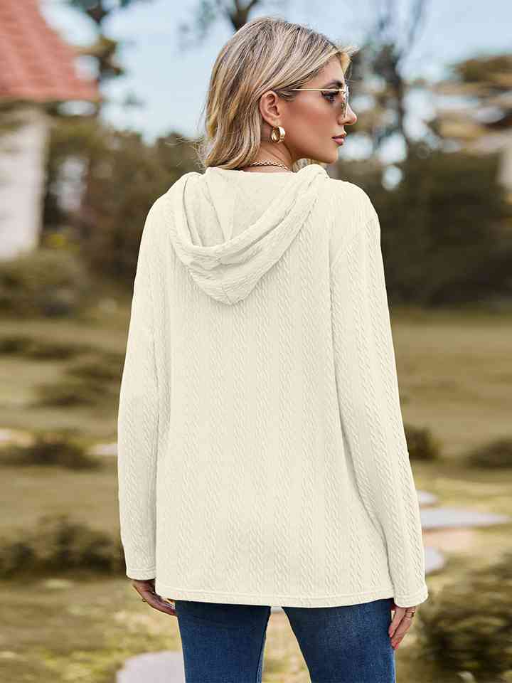 Cable-Knit Hooded Blouse - TRENDMELO