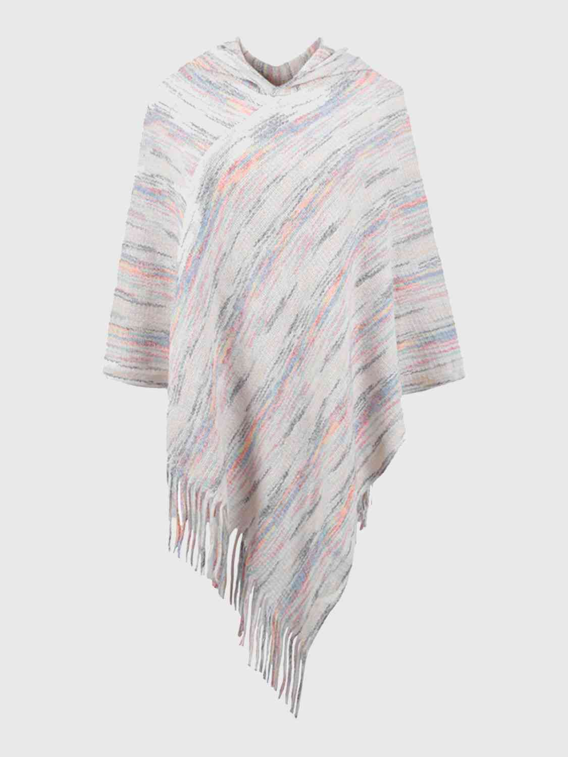 Fringe Hem Hooded Poncho - TRENDMELO