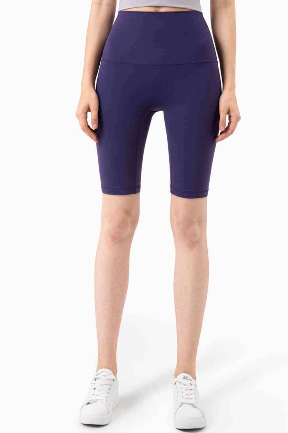 Breathable High-Rise Wide Waistband Biker Shorts - TRENDMELO