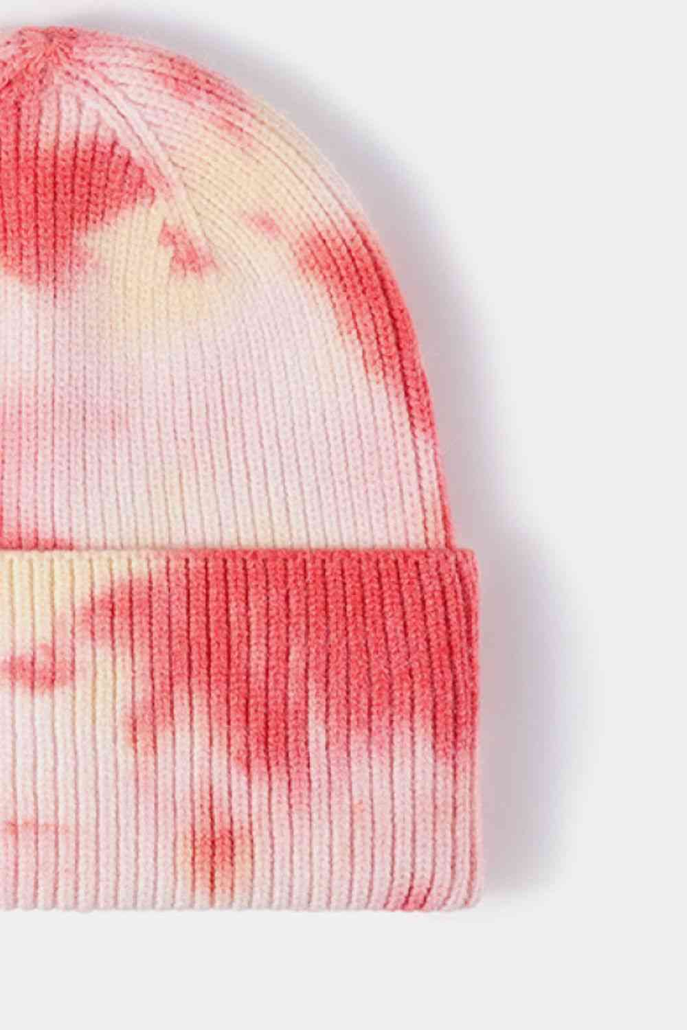 Tie-Dye Cuffed Rib-Knit Beanie Hat - TRENDMELO