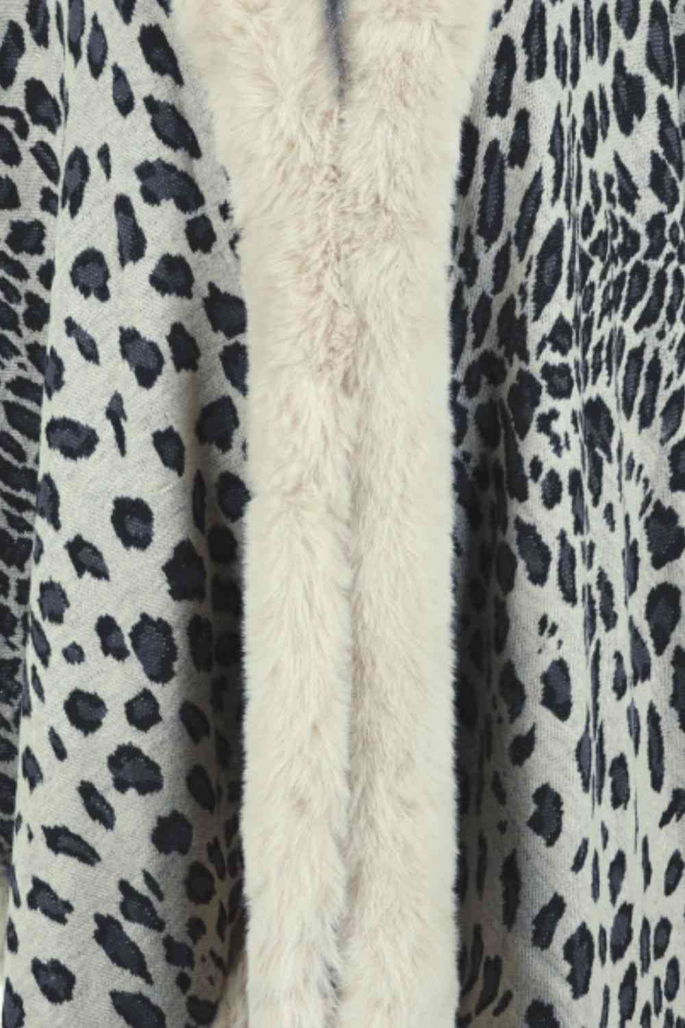 Leopard Open Front Poncho - TRENDMELO