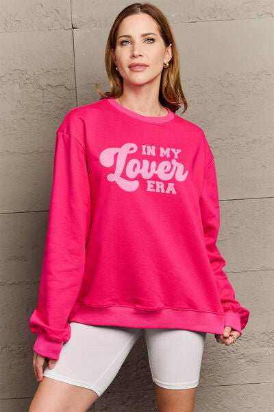 Simply Love Full Size IN MY LOVER ERA Round Neck Sweatshirt - TRENDMELO