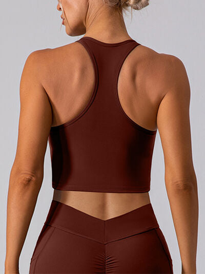 Square Neck Racerback Cropped Tank - TRENDMELO