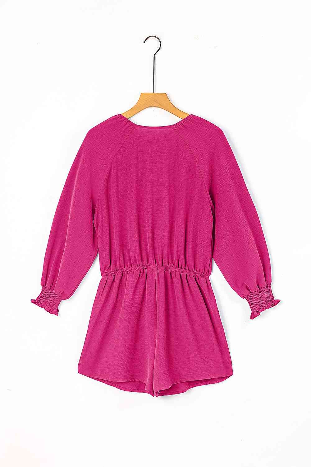 Tied Flounce Sleeve Plunge Romper - TRENDMELO