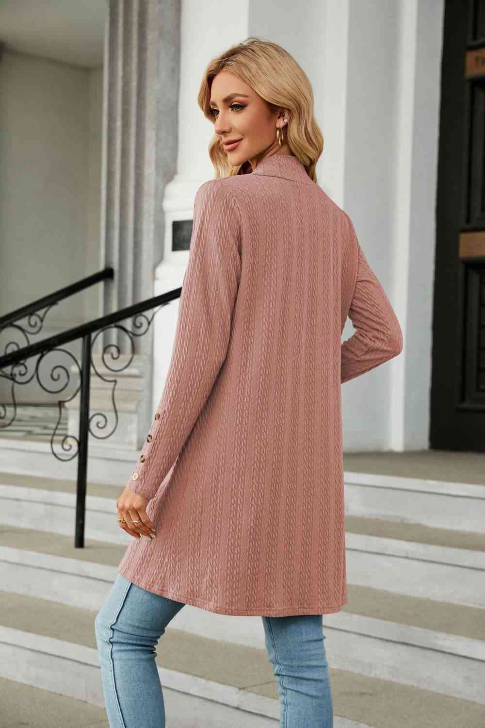 Long Sleeve Open Front Cardigan - TRENDMELO