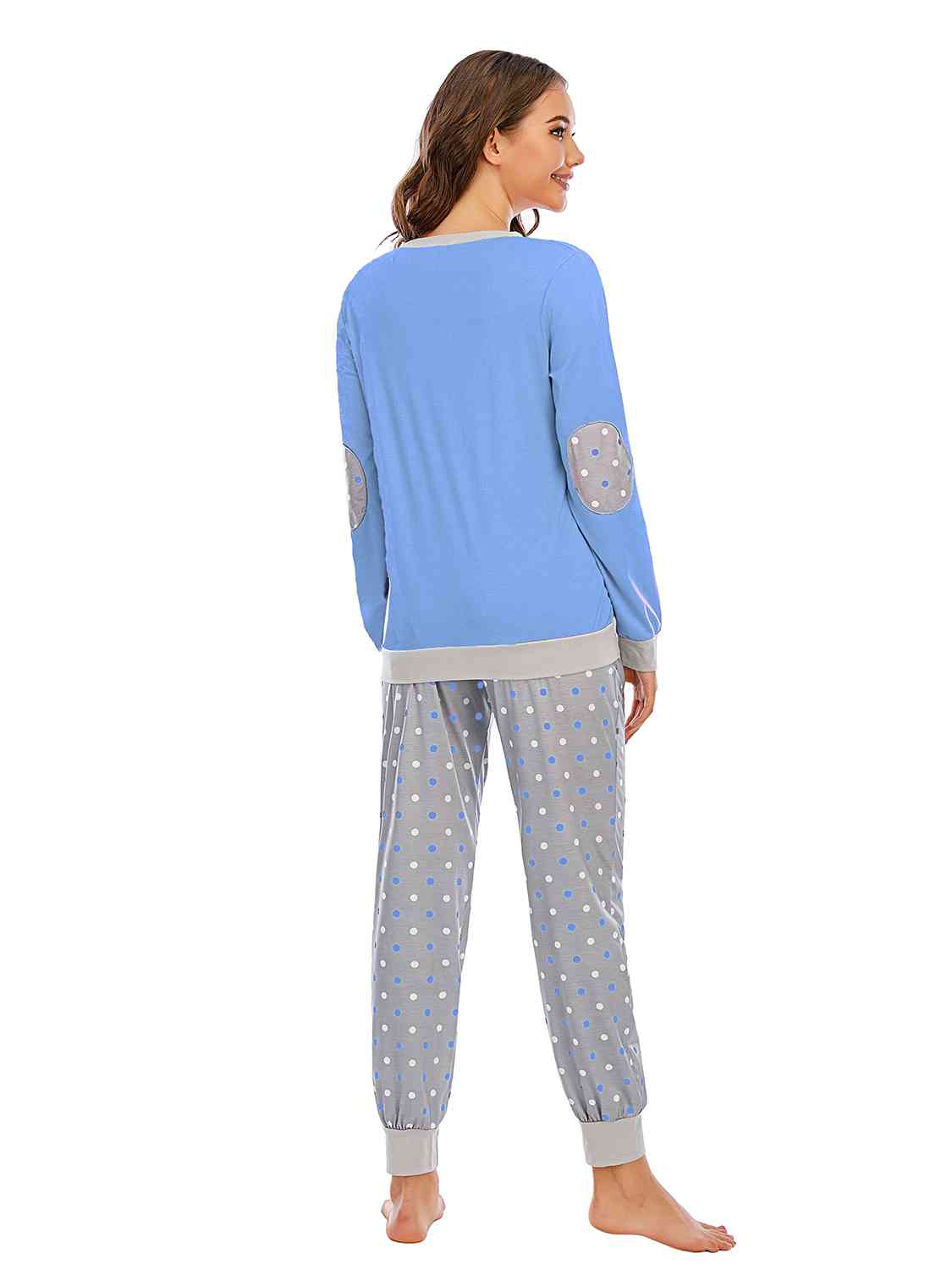 Long Sleeve Top and Polka Dot Pants Set - TRENDMELO