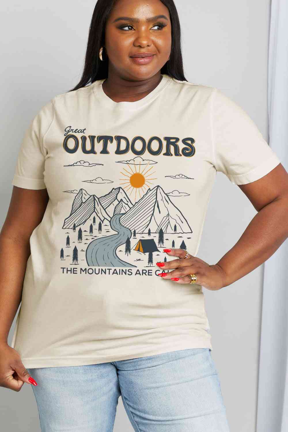 Simply Love Full Size GREAT OUTDOORS Graphic Cotton Tee - TRENDMELO