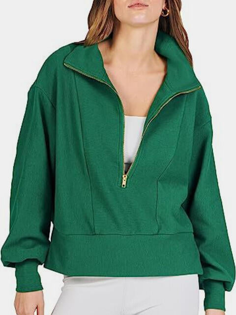 Half Zip Up Collared Sweatshirts - TRENDMELO