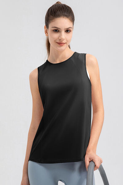 Round Neck Wide strap Active Tank - TRENDMELO