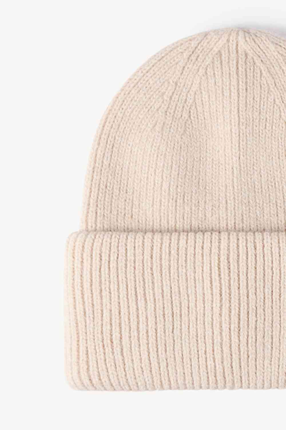 M Rib-Knit Cuff Beanie - TRENDMELO