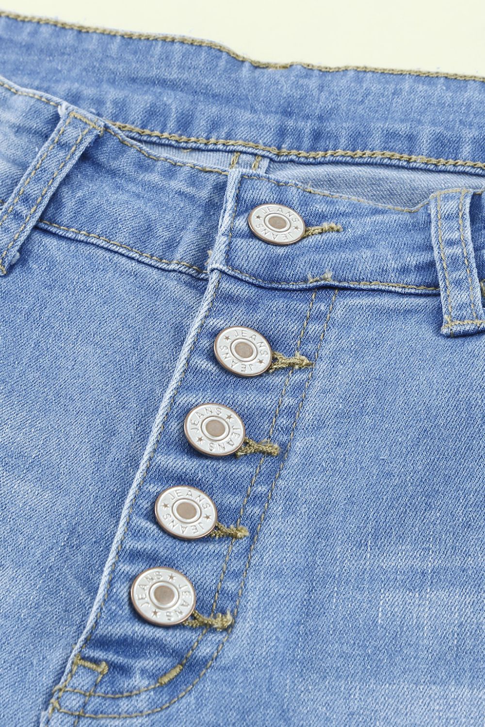 Button-Fly Distressed Raw Hem Flare Jeans - TRENDMELO