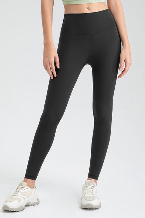 Wide Waistband Slim Fit Active Leggings - TRENDMELO