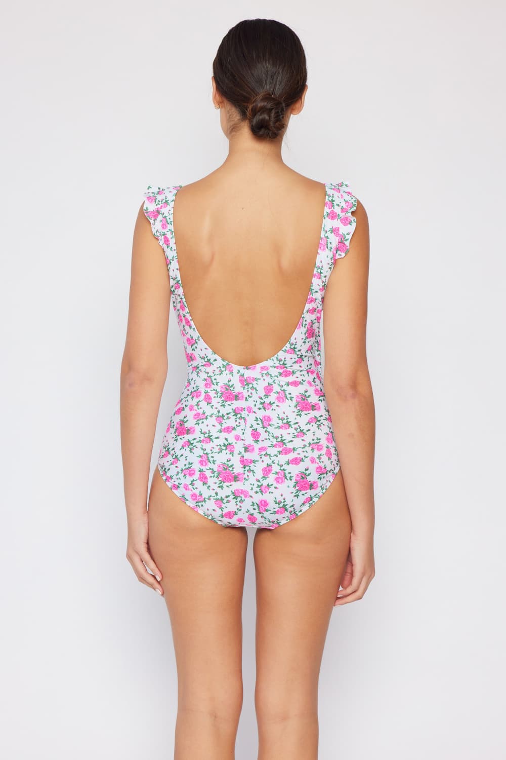 Marina West Swim Full Size Float On Ruffle Faux Wrap One-Piece in Roses Off-White - TRENDMELO