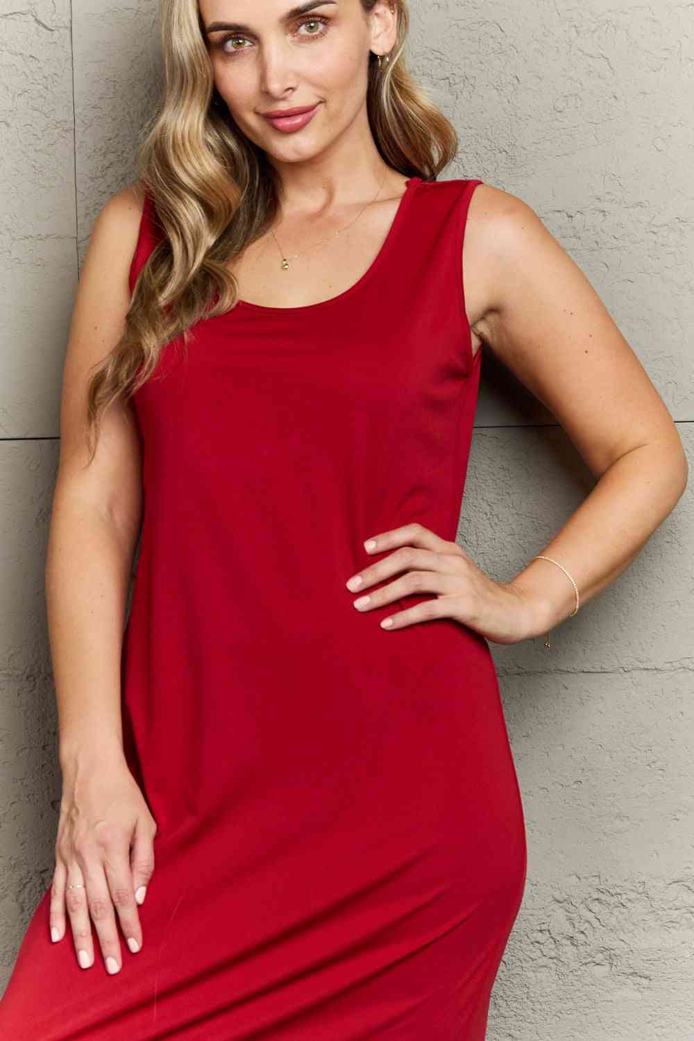 Plus Size Scoop Neck Maxi Tank Dress - TRENDMELO