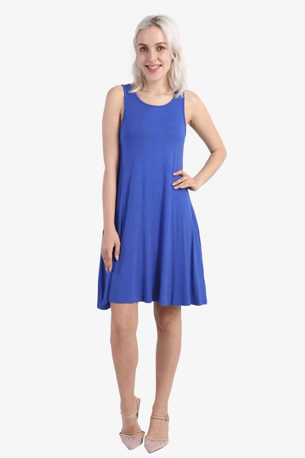 Cutout Scoop Neck Sleeveless Dress with Pockets - TRENDMELO