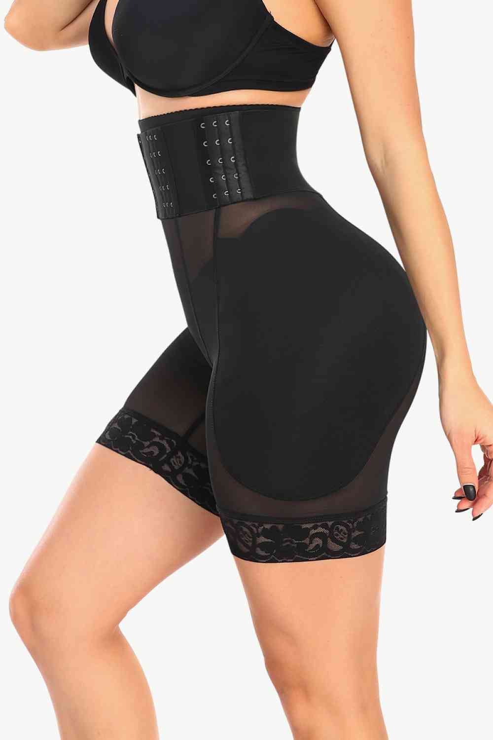 Full Size Breathable Lace Trim Shaping Shorts - TRENDMELO