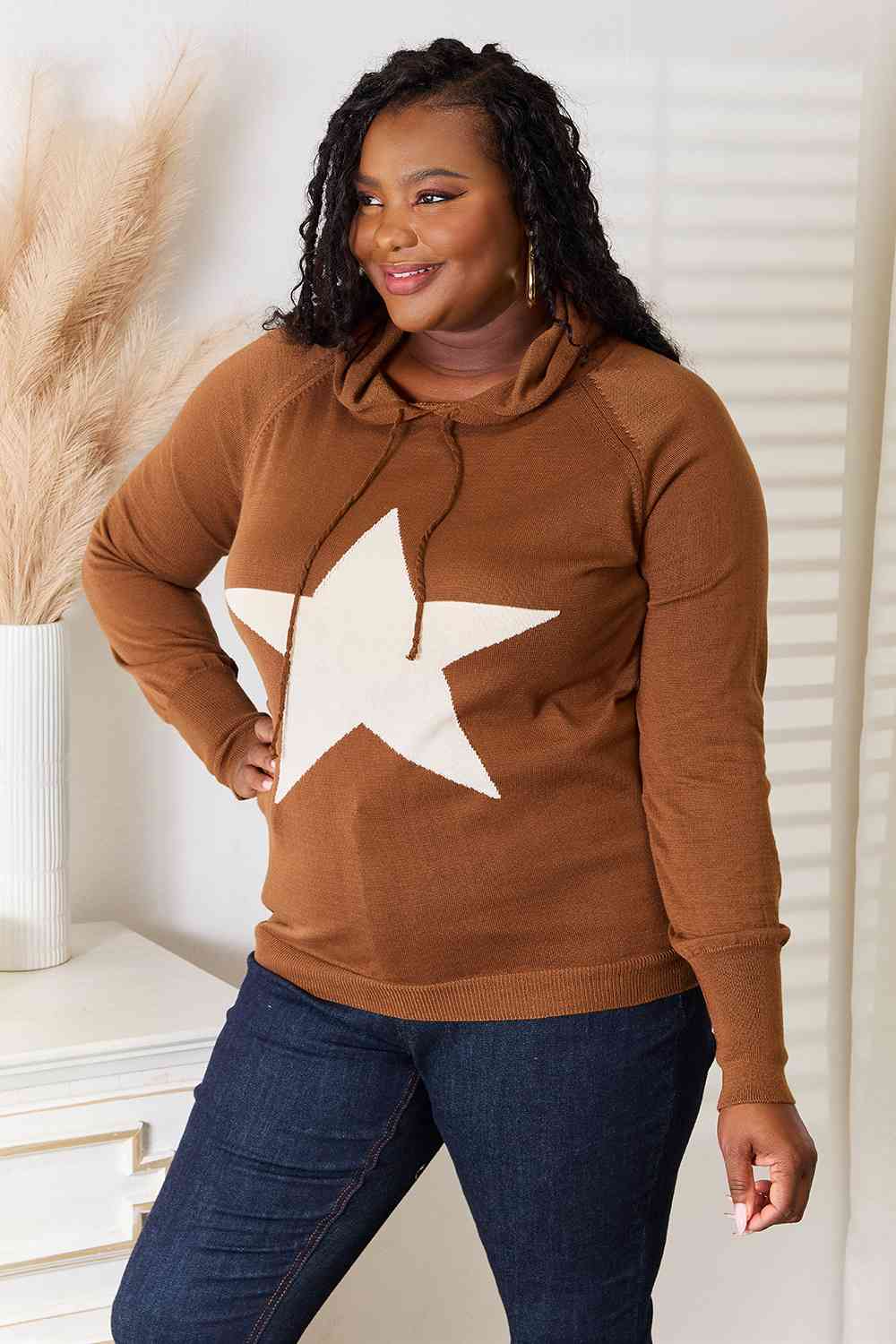 Heimish Full Size Star Graphic Hooded Sweater - TRENDMELO