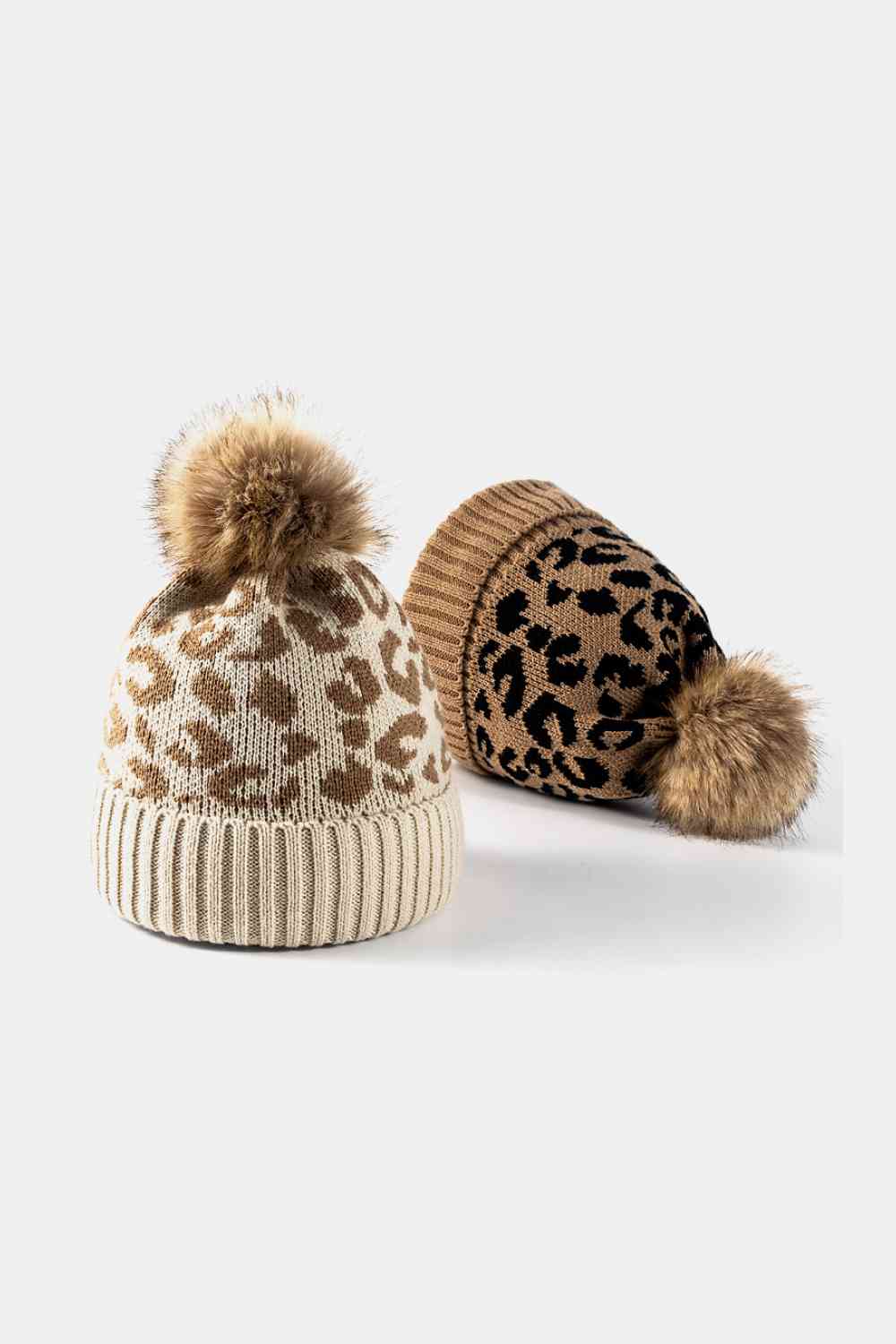 Leopard Pom-Pom Cuffed Beanie - TRENDMELO