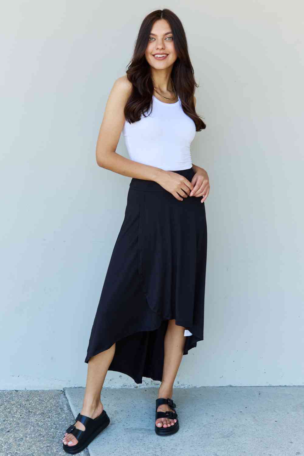 Ninexis First Choice High Waisted Flare Maxi Skirt in Black - TRENDMELO