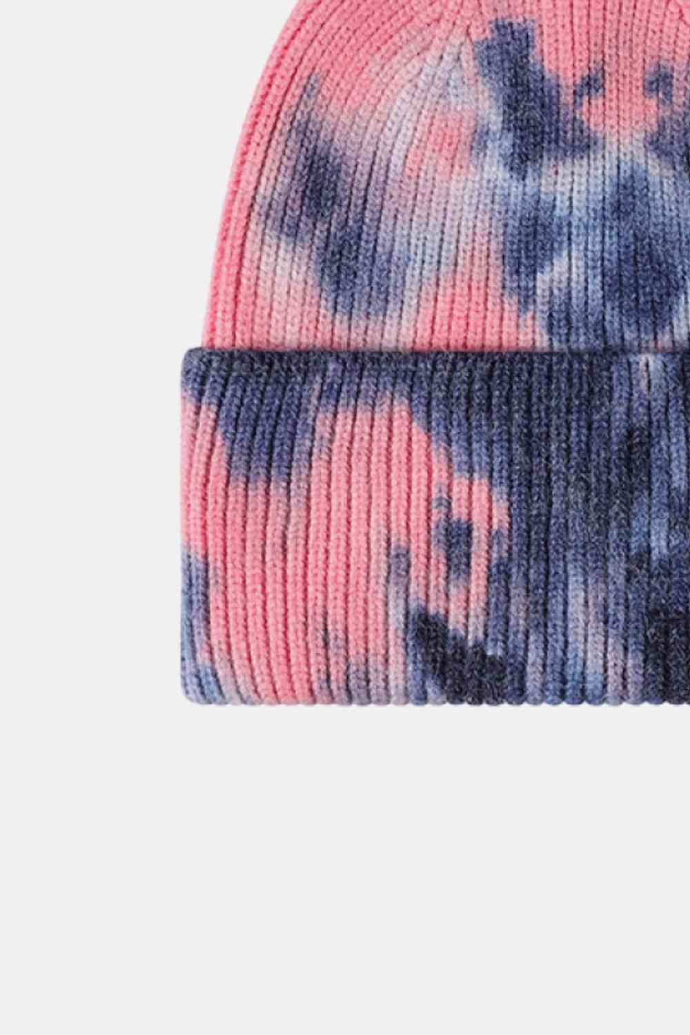 Tie-Dye Cuffed Rib-Knit Beanie Hat - TRENDMELO