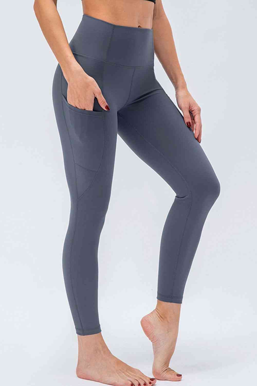 Breathable Wide Waistband Active Leggings with Pockets - TRENDMELO