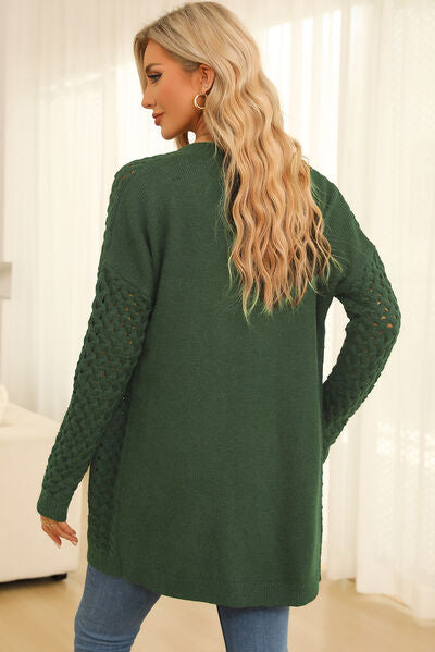 Open Front Dropped Shoulder Cardigan with Pockets - TRENDMELO