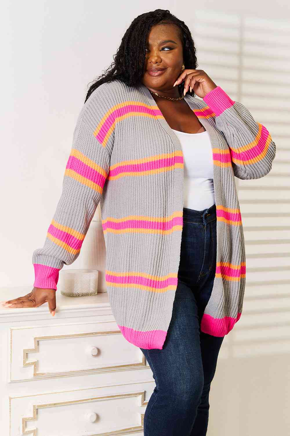 Trendmelo Ribbed Long Sleeve Cardigan - TRENDMELO