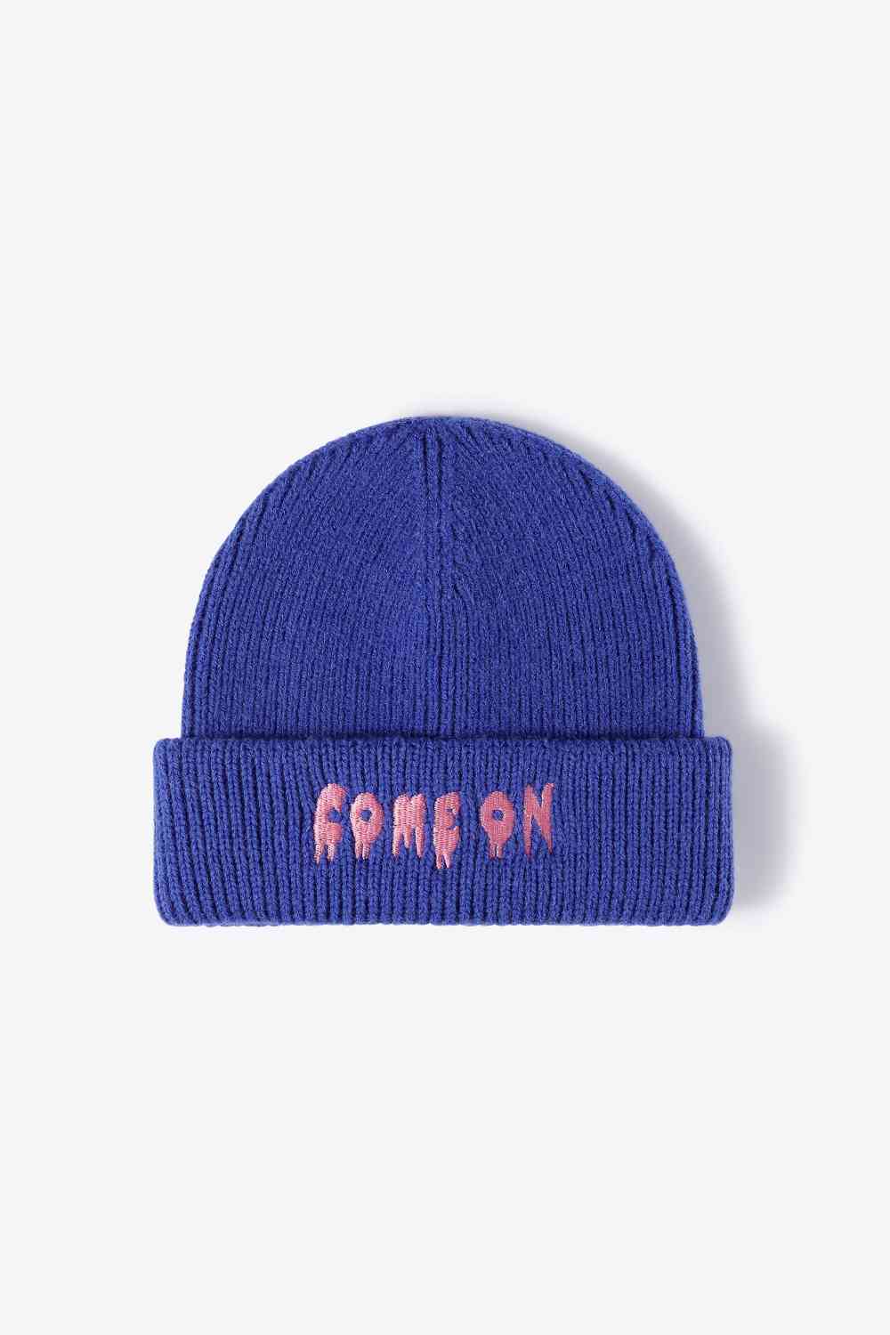 COME ON Embroidered Cuff Knit Beanie - TRENDMELO