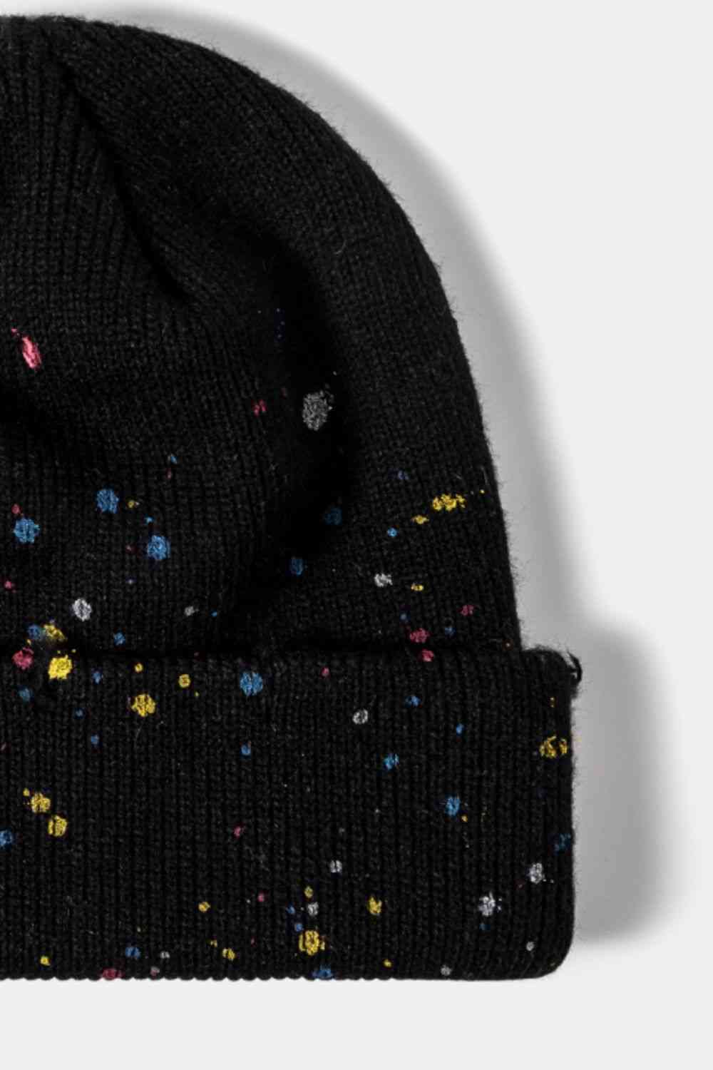 Confetti Rib-Knit Cuff Beanie - TRENDMELO