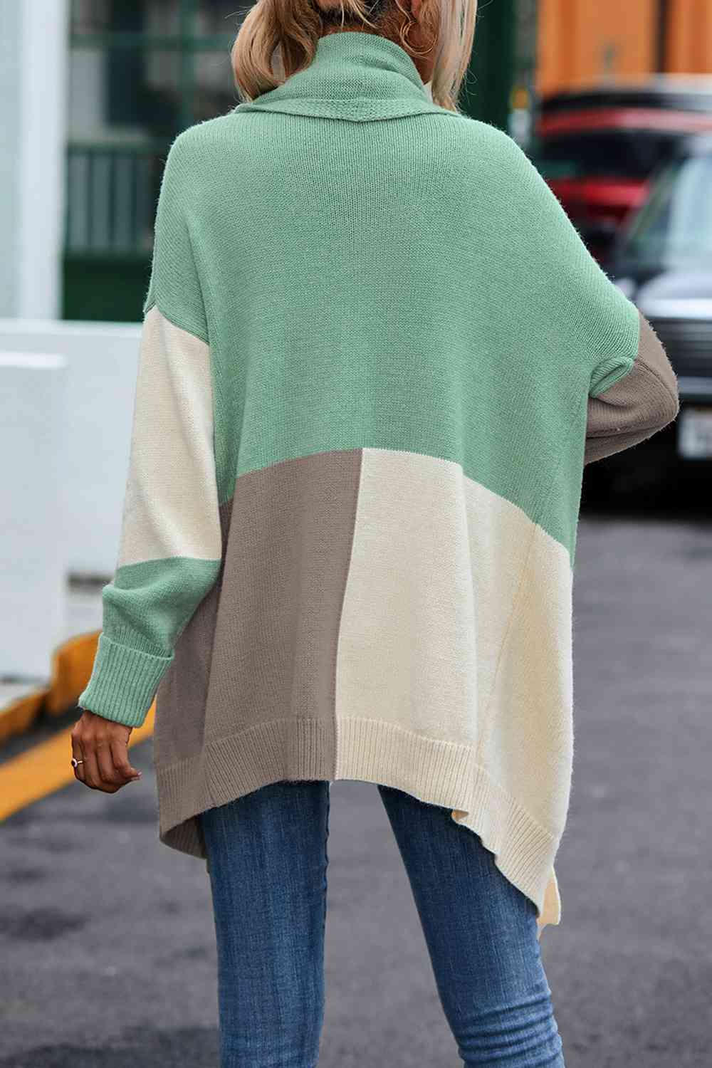 Color Block Long Sleeve Cardigan - TRENDMELO