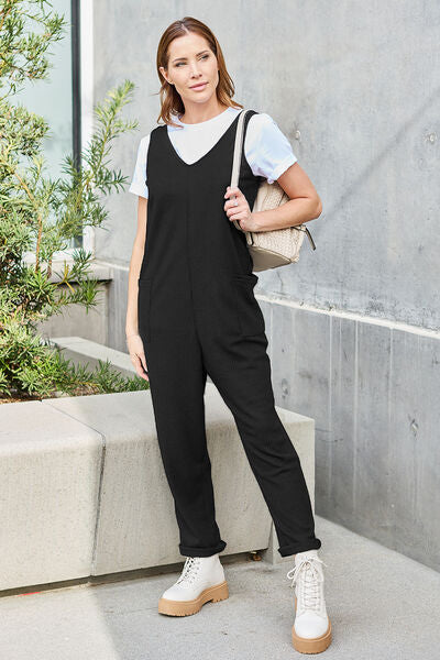 Double Take Full Size Sleeveless Straight Jumpsuit - TRENDMELO