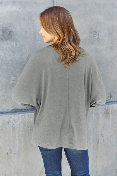 Double Take Full Size Round Neck Long Sleeve T-Shirt - TRENDMELO