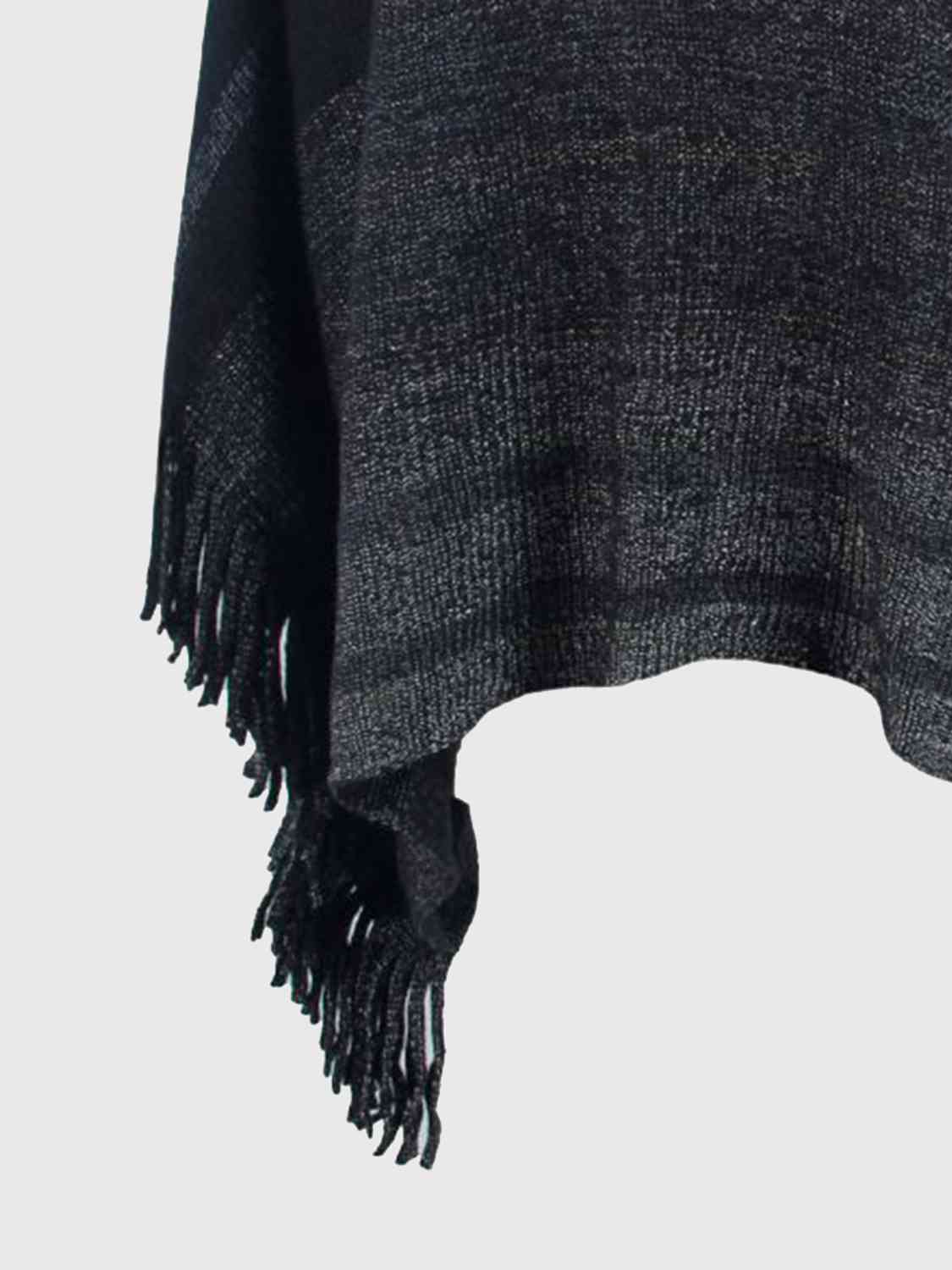 Striped Boat Neck Poncho with Fringes - TRENDMELO