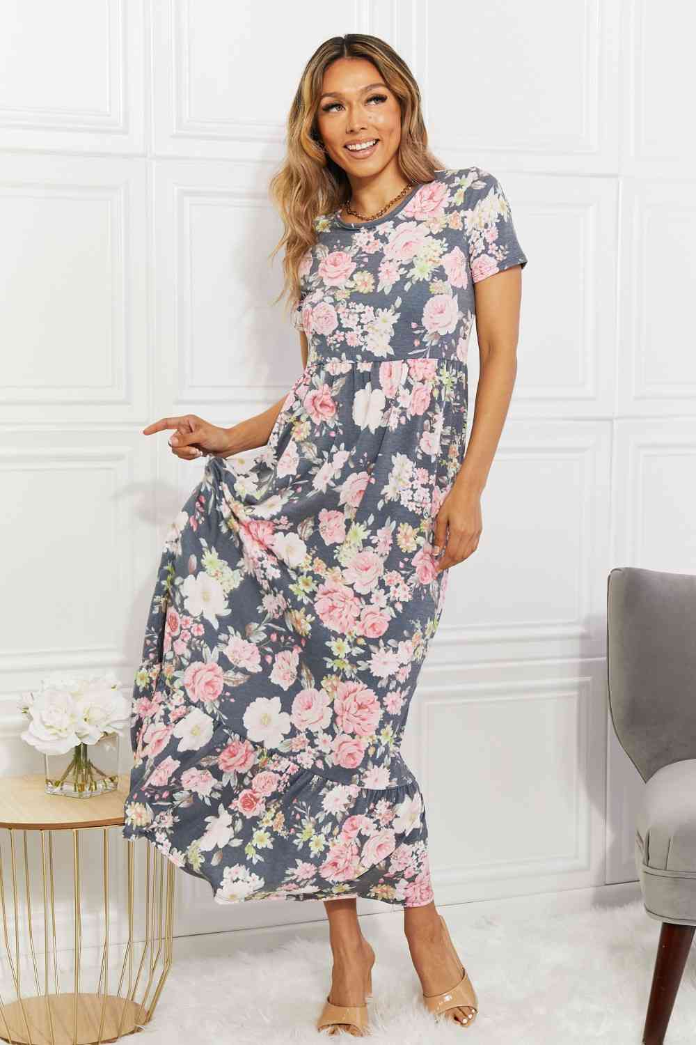BOMBOM In Bloom Floral Tiered Maxi Dress - TRENDMELO