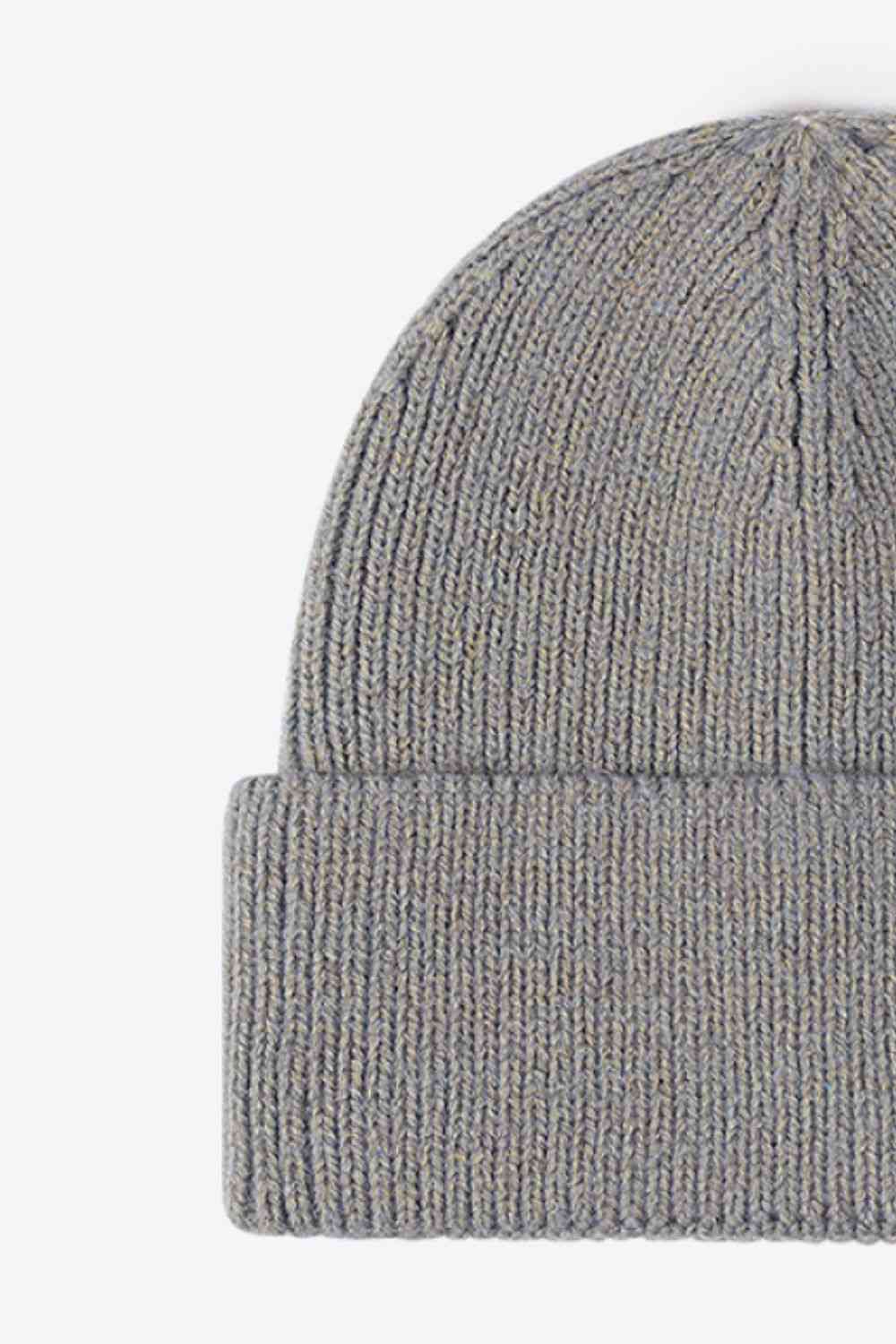 Letter N Patch Cuffed Knit Beanie - TRENDMELO