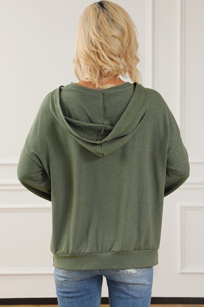 Lace-Up Exposed Seam Hoodie with Pocket - TRENDMELO