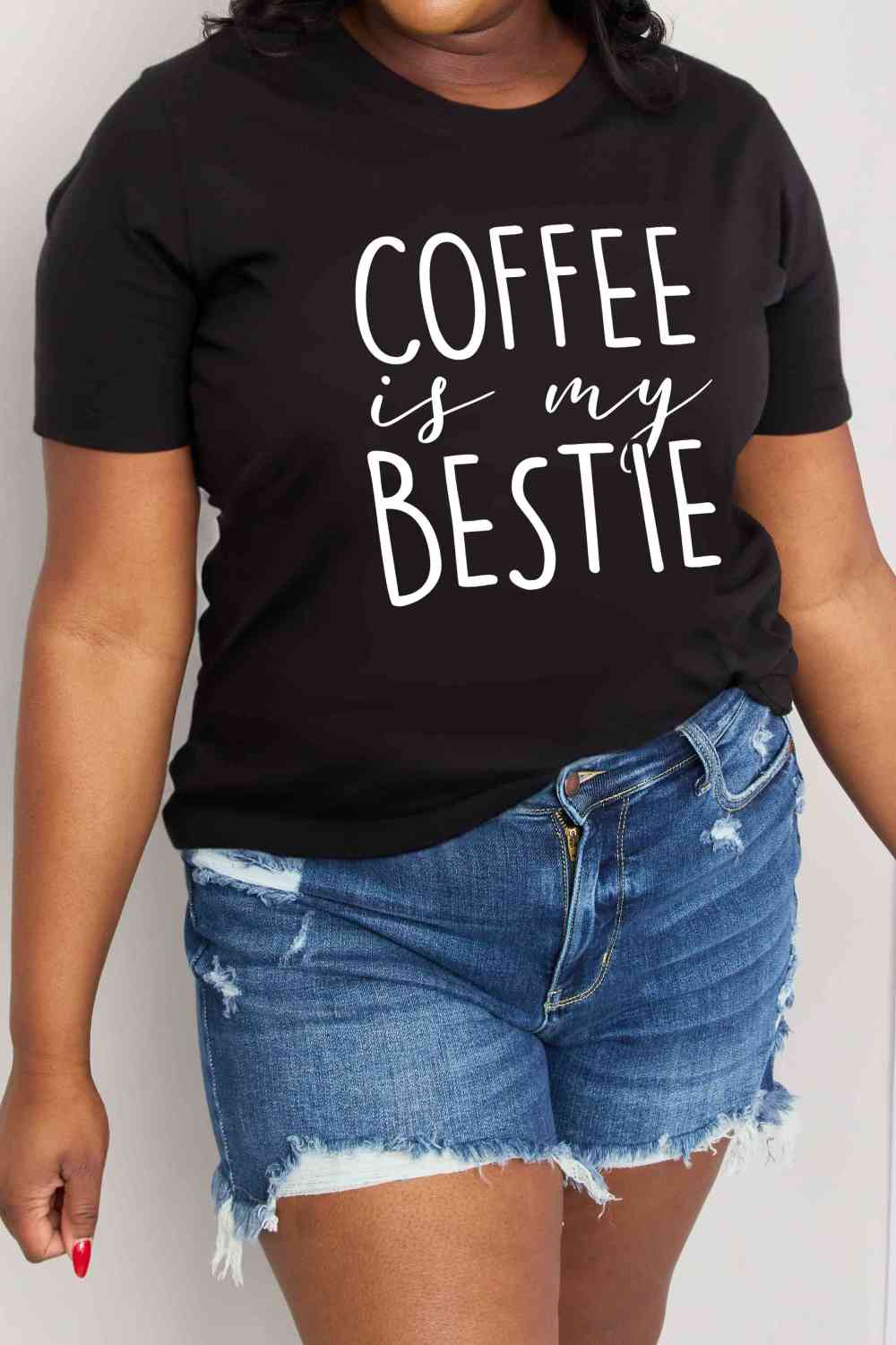 Simply Love Full Size COFFEE IS MY BESTIE Graphic Cotton T-Shirt - TRENDMELO