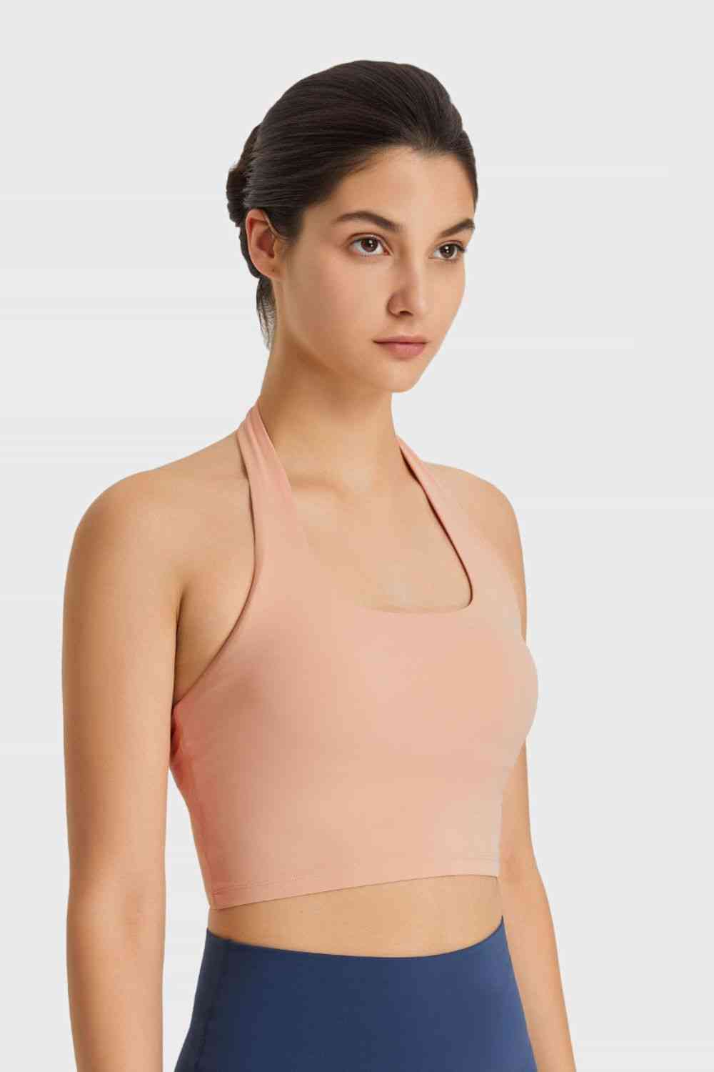 Breathable Halter Neck Sports Bra - TRENDMELO