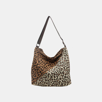 Leopard Contrast Adjustable Strap Shoulder Bag - TRENDMELO