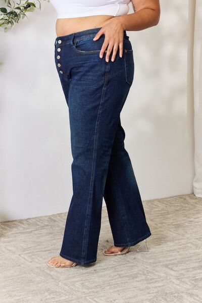 Judy Blue Full Size Button-Fly Straight Jeans - TRENDMELO