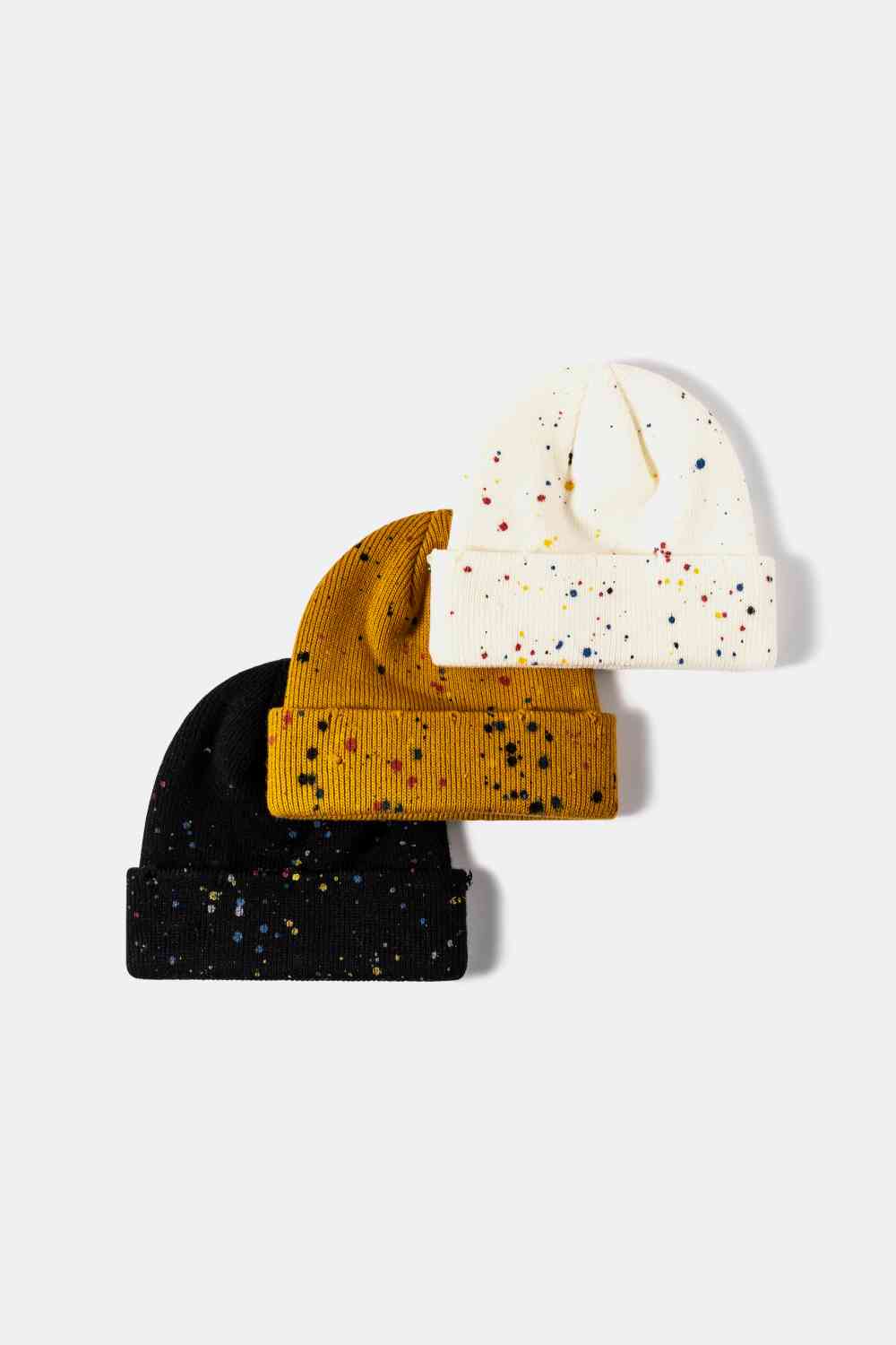 Confetti Rib-Knit Cuff Beanie - TRENDMELO