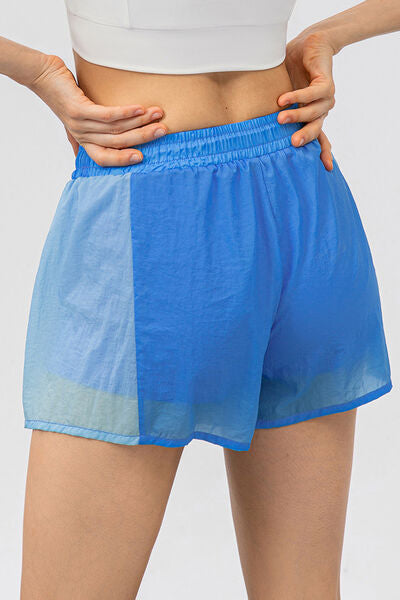 Color Block Drawstring Active Shorts - TRENDMELO