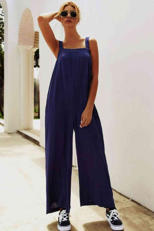 Wide Strap Wide Leg Jumpsuit - TRENDMELO