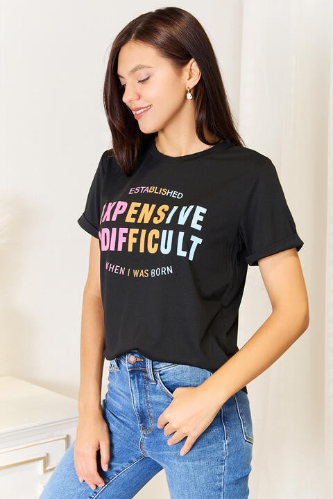 Simply Love Slogan Graphic Cuffed Sleeve T-Shirt - TRENDMELO