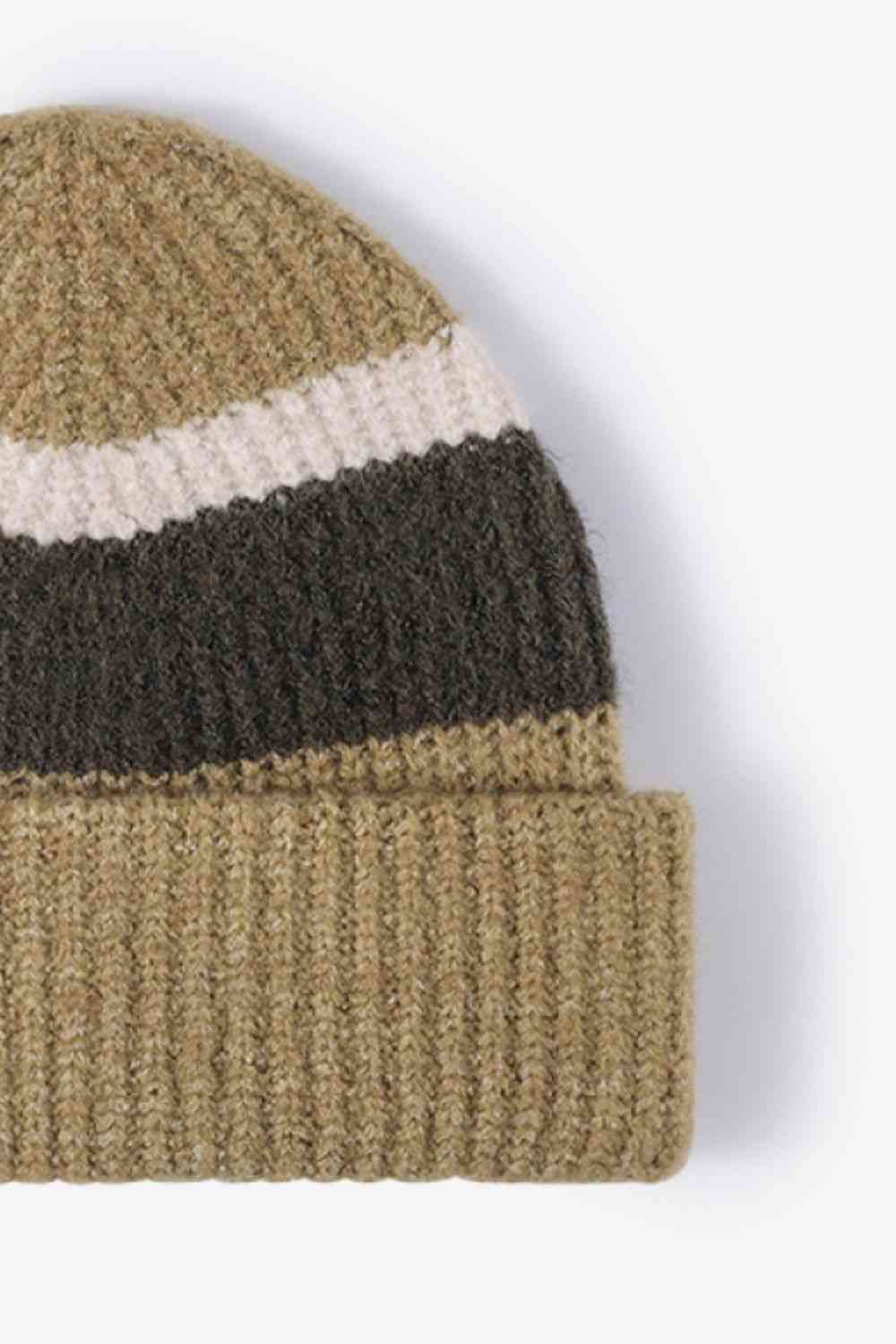 Tricolor Cuffed Knit Beanie - TRENDMELO