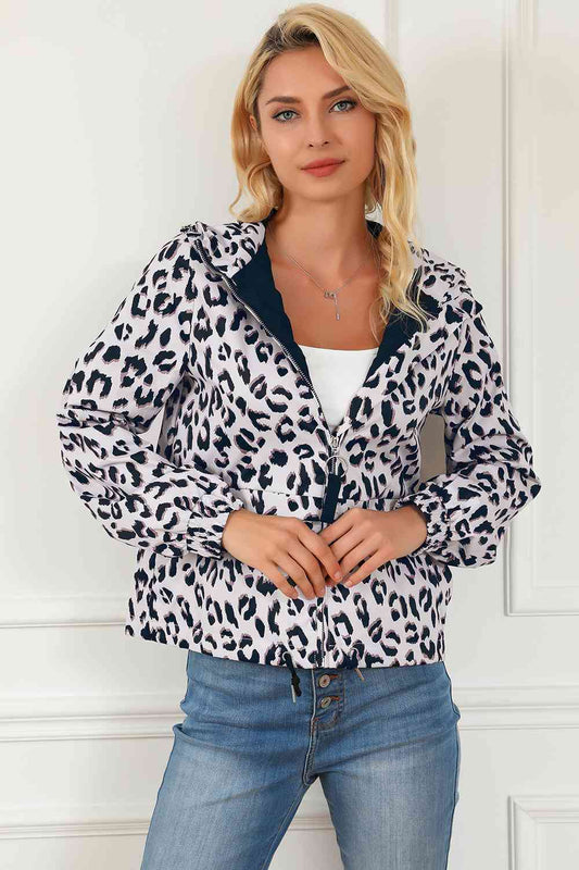 Leopard Zip-Up Hooded Jacket - TRENDMELO