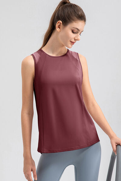 Round Neck Wide strap Active Tank - TRENDMELO